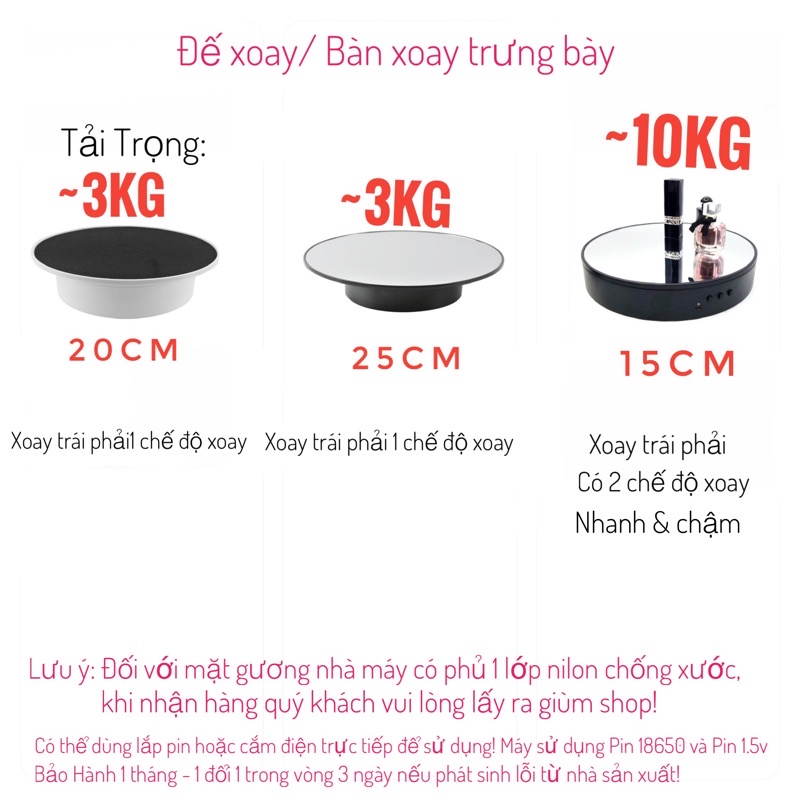 Đế xoay, bàn xoay trưng bày sản phẩm mặt nhám  360 xoay trái phải [20 CM]