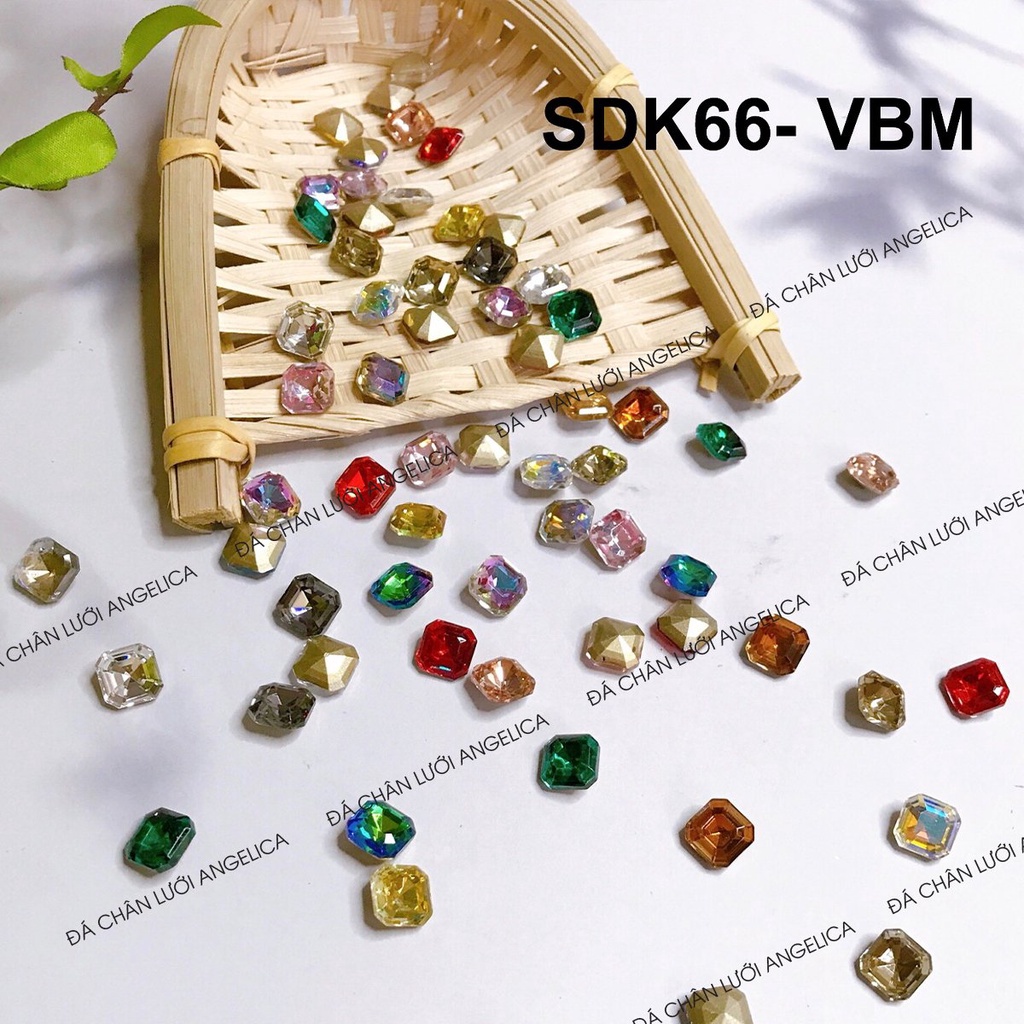 Set Đá Khối 66 Viên Hình Vuông Bo Mix 7 Màu Trang Trí Móng ANGELICA SDK66-VBM