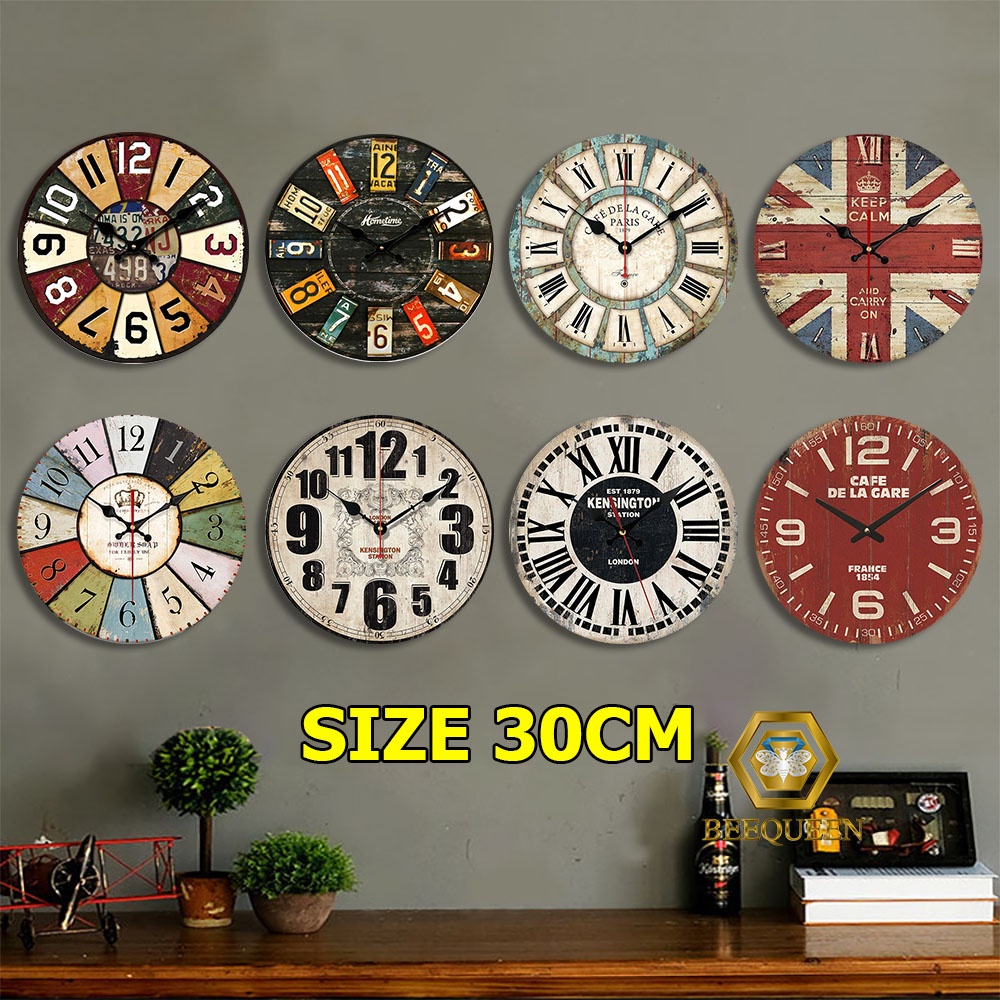 50 Mẫu Đồng Hồ Treo Tường Kim Trôi Decor Vintage Size 30cm - Máy Kim Trôi - Xưởng Sản Xuất Đồng Hồ Trang Trí