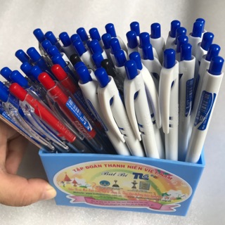 🏵set 10 bút bi xanh, mực êm