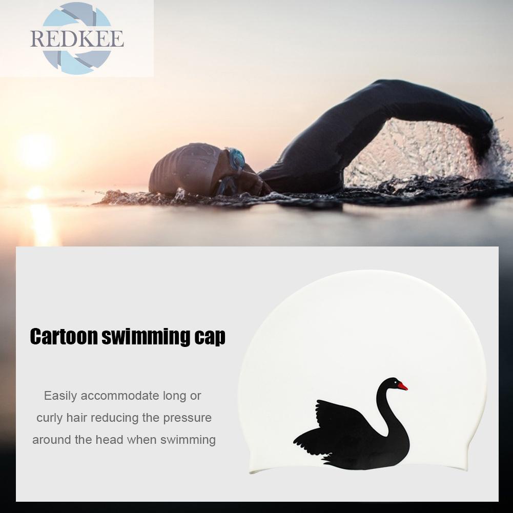 Mũ Bơi Bằng Silicone Chống Thấm Nước Hình Hoạt Hình Đáng Yêu Cho Người Lớn