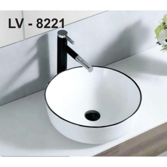Chậu lavabo dương bàn tròn [HÀNG BẢO HÀNH 5 NĂM] , chậu lavobo LV 8221 men tuyết phủ Nano kèm ảnh thật video