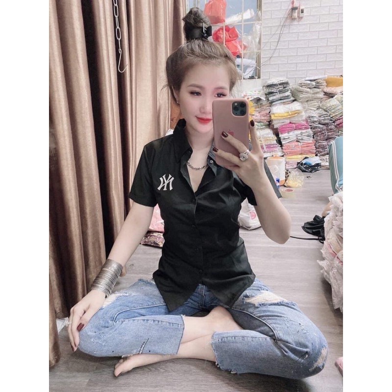 🦚🦚Áo sơ mi logo in GC chất kate mát cực dày xịn đẹp kèm ảnh thật shop chụp🦚🦚