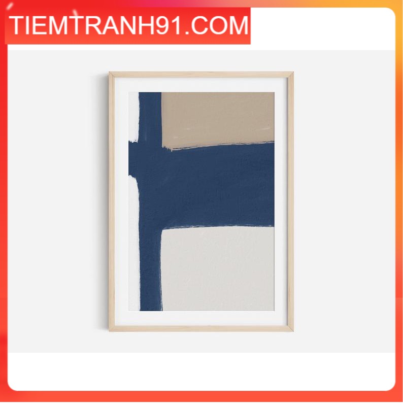 Tranh treo tường | Tranh nghệ thuật trừu tượng - Beige And Navy Abstract Art Print, Shape Abstract Art