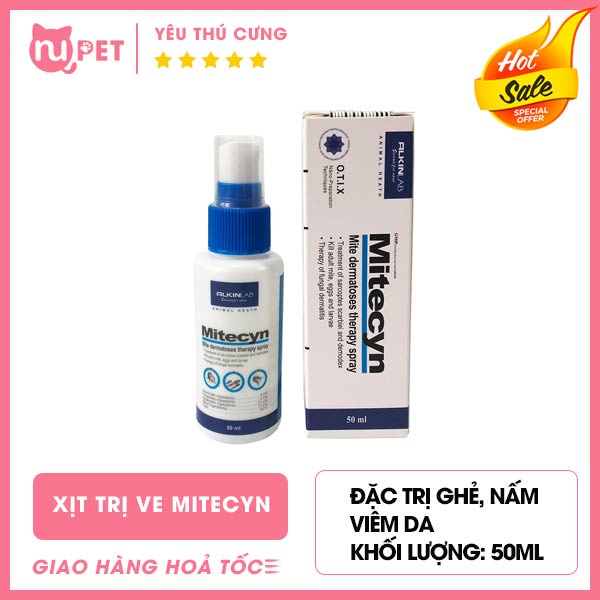 Xịt ve rận ghẻ Chó Mèo Mitecyn Hộp 50ml