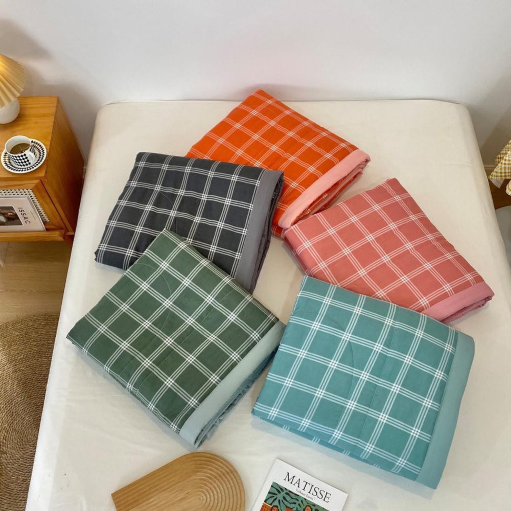 Bộ chăn ga gối đũi kẻ chăn trần hàng nhập khẩu(miễn phí bo chun theo size đệm)