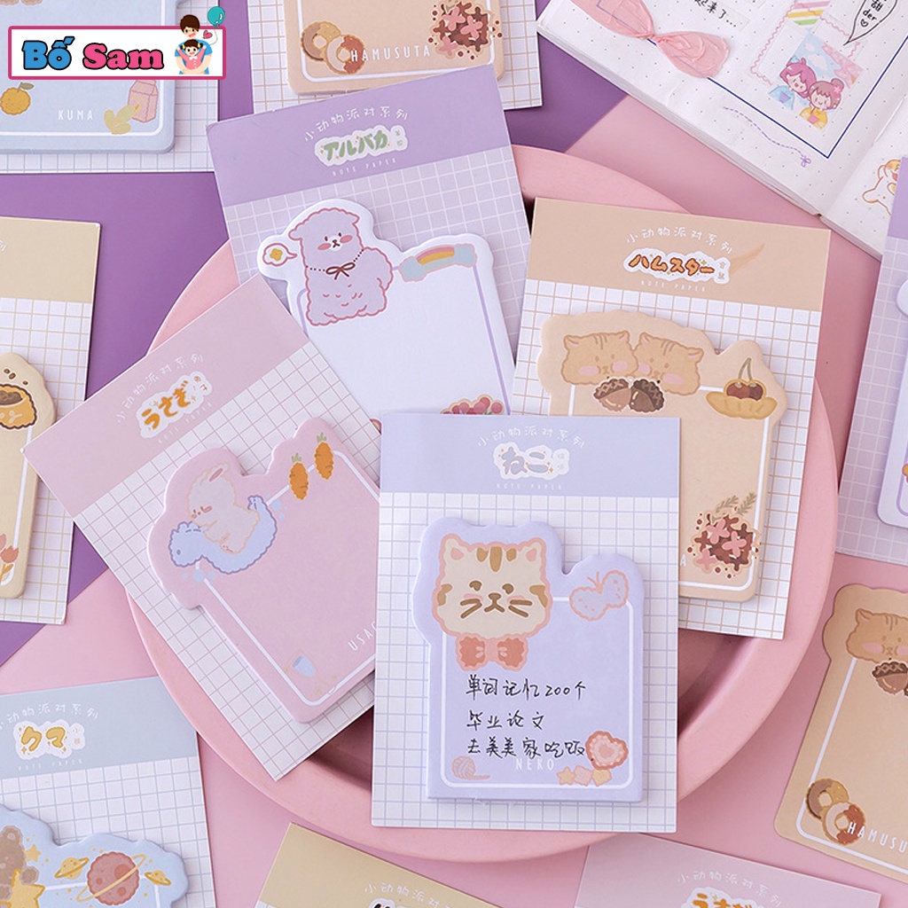 Giấy ghi chú dễ thương, giấy note hình cute, giấy ghi chú nhiều mẫu đáng yêu Shop Bố Sam