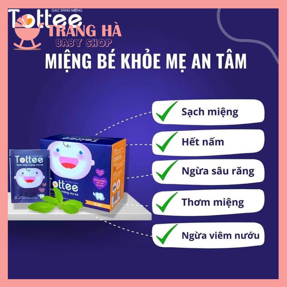 Gạc Rơ Lưỡi Tottee Làm Sạch Và Ngăn Ngừa Các Vấn Đề Răng Miệng Cho Bé Hộp 30 Gói Date 2024, Chứa Dịch Chiết Cỏ Ngọt