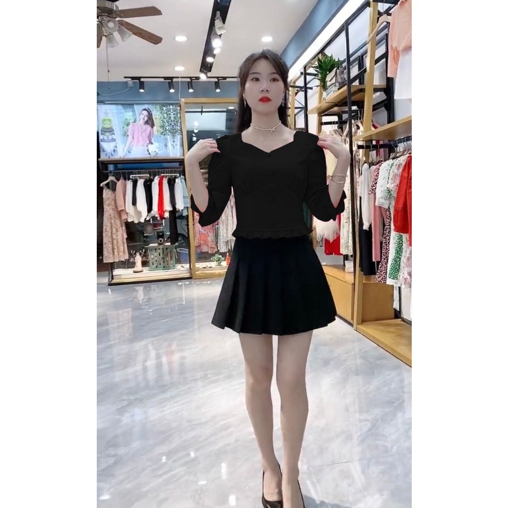 Áo Kiểu Nữ Bèo Nhún Tay Lỡ Phong Cách Hàn Quốc (T63)