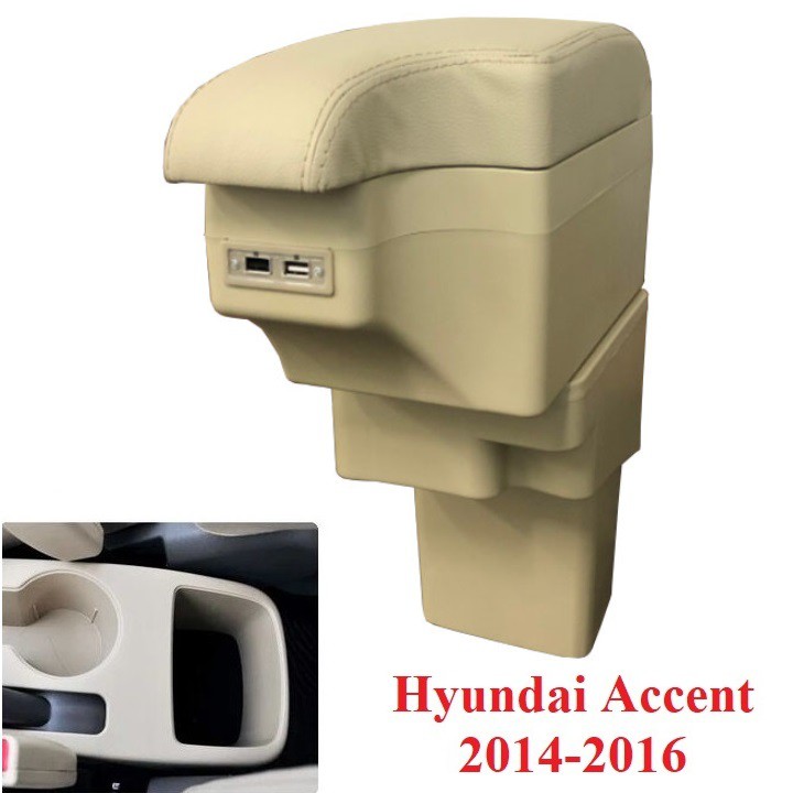 Hộp tỳ tay ô tô cao cấp Hyundai Accent 2014 - 2016 tích hợp 6 cổng USB - hàng cao cấp