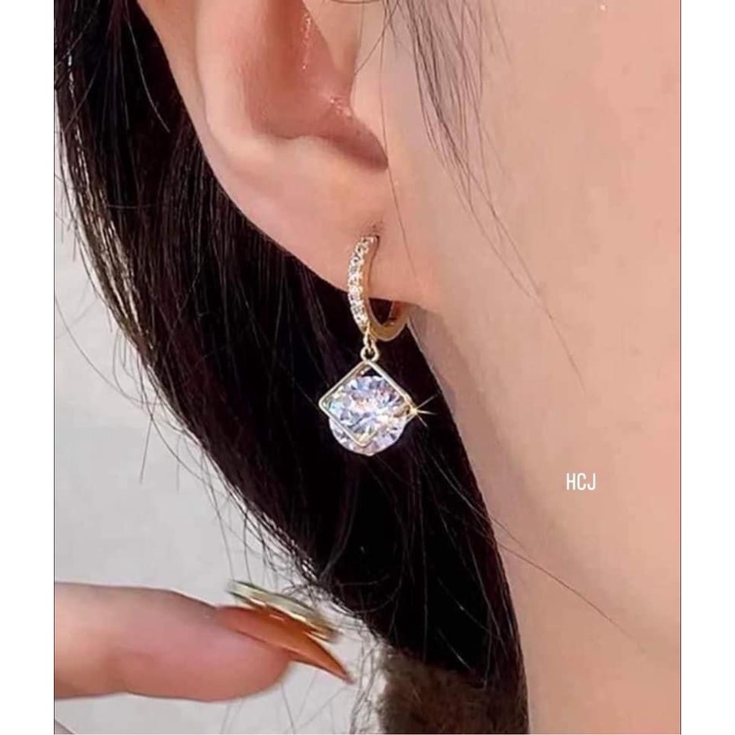 Bông tai nữ bạc thật đính đá thời trang sang trọng - Kho sỉ bạc Nhất Linh