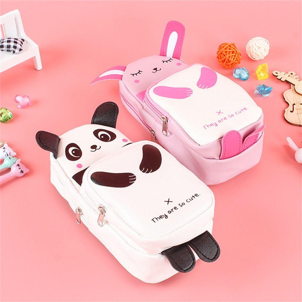 Túi Đựng Bút Bằng Da PU Chống Nước Có Khóa Kéo Xinh Xắn