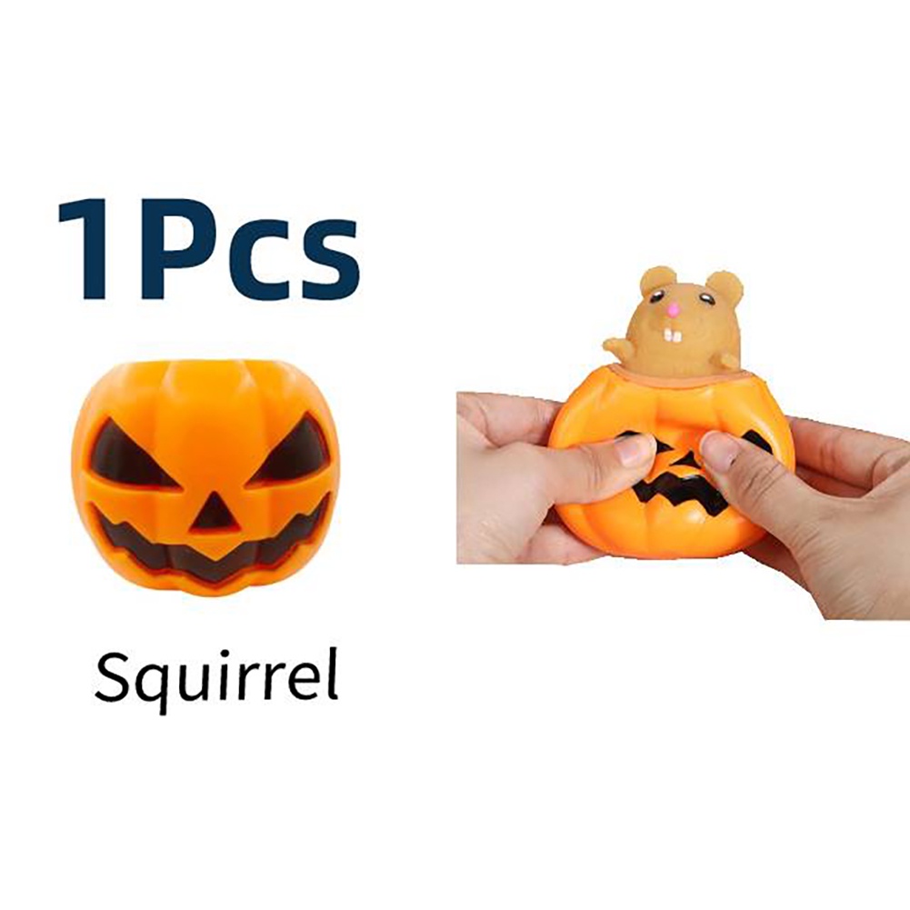 Halloween Bí Ngô Đầu Pinch Đồ Chơi Âm Nhạc Giảm Căng Thẳng Đồ Chơi Vui Nhộn Vui Nhộn Cho Chợ Đêm Các Quầy Hàng Giảm Áp Lực 1 Cái Bóp Quả Bóng Bơm Hơi Véo Con Sóc Bí Ngô Giả LELE