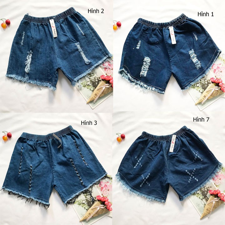 |FAMARAL2 giảm 10k cho đơn 50k|Quần đùi bé gái freesize từ 38-42kg quần short jean tua lai bầu wash rách - QG05