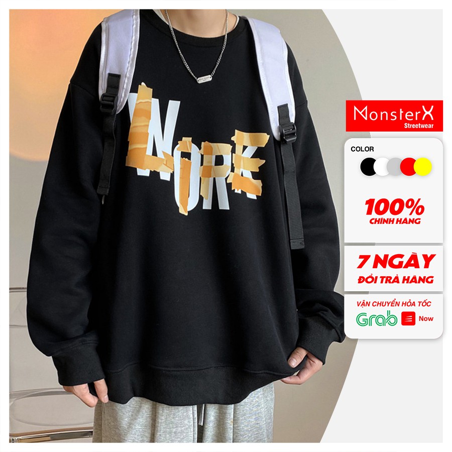 Áo dài tay NỈ BÔNG Unisex MonsterX Lore Sweater Ulzzang cặp đôi nam nữ form rộng oversize Hàn Quốc