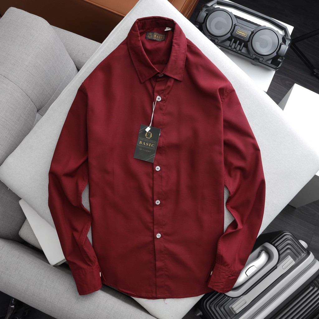 Áo sơ mi nam dài tay BASIC - THE MEN SHOW màu ĐỎ BỌC ĐÔ Vải kate mềm mịn siêu mát - SỨC HÚT MÃNH LIỆT | BigBuy360 - bigbuy360.vn