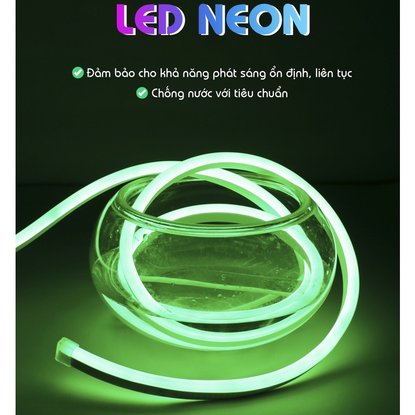 Cuộn 5m LED dây Neon flex 6x12mm 12V 10 màu trang trí uốn chữ taọ hình, giá led dây chưa kèm nguồn adaptor 12V