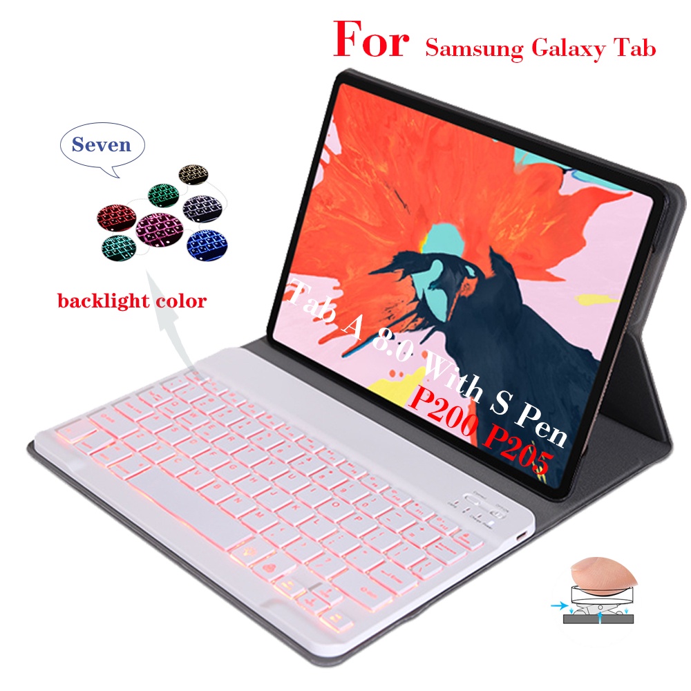 Ốp Lưng Kèm Bàn Phím Bluetooth Không Dây Cho Samsung Galaxy Tab A 8.0 With S Pen 2019 P200 P205