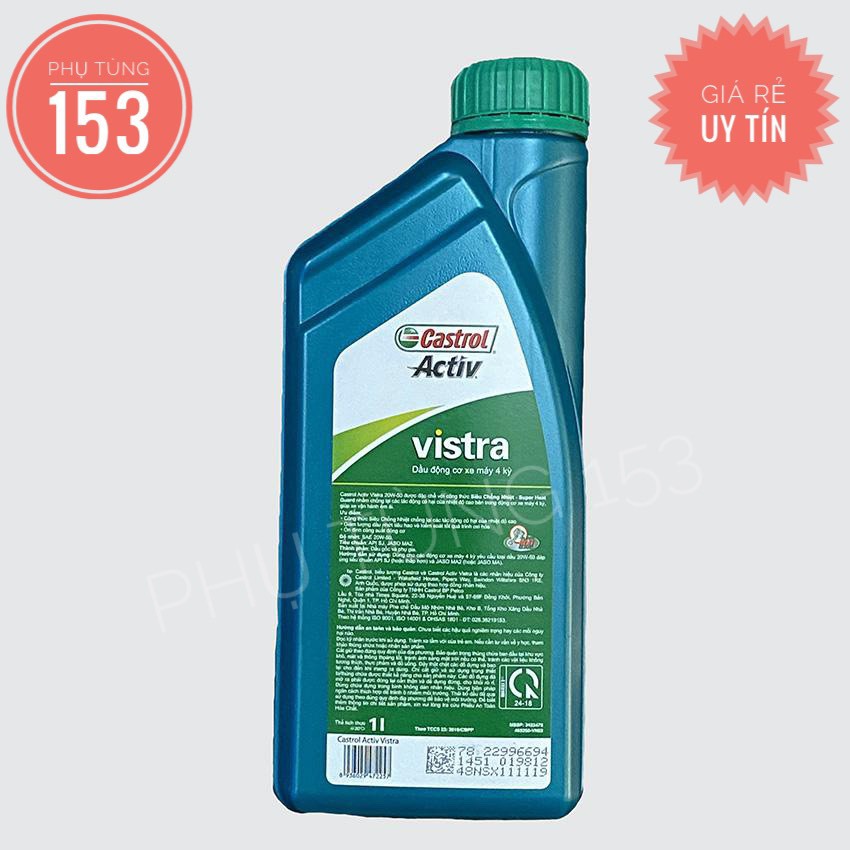 Nhớt CASTROL ACTIV VISTRA 20W-50 (1 Lít) - Dầu nhớt cho xe Số - PHỤ TÙNG 153