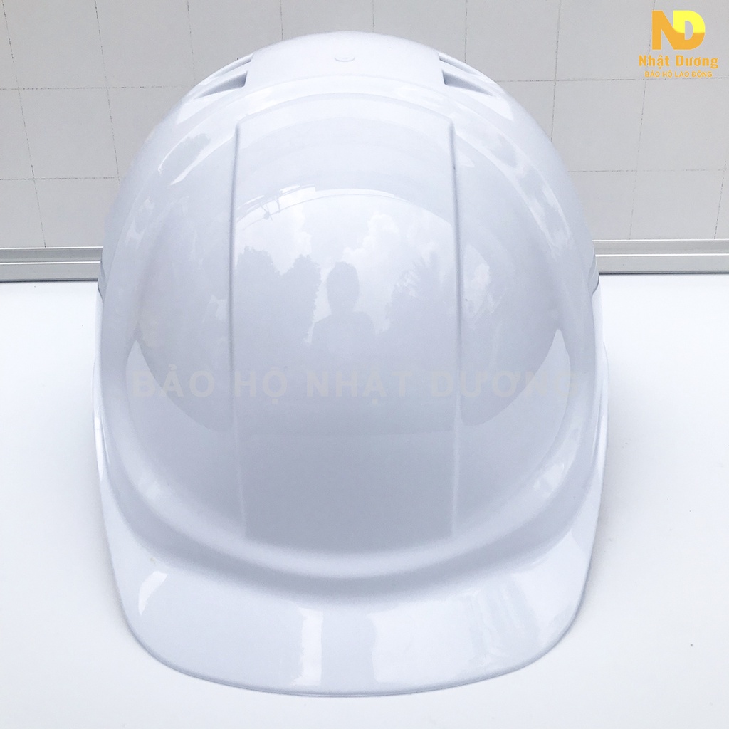 Mũ bảo hộ lao động có lỗ thoát khí HPN09 khóa vặn màu trắng vàng đỏ xanh, Nón bảo hộ lao động Nhật Dương