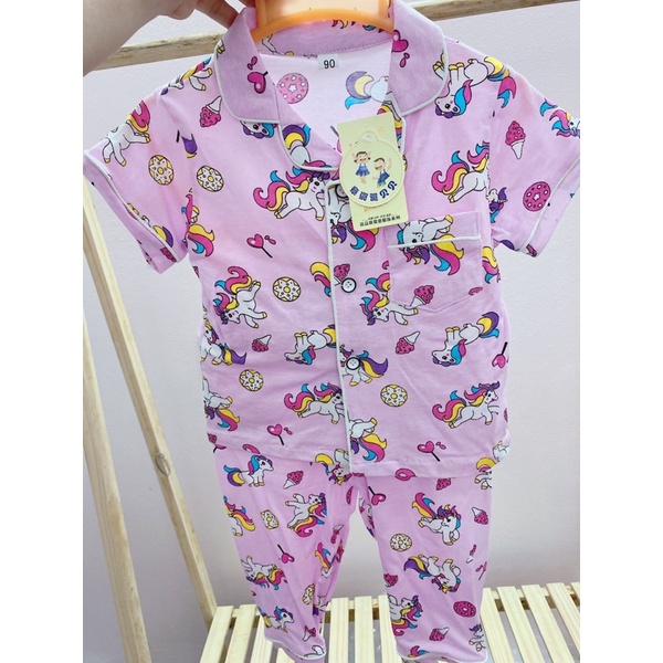 Bộ Pijama Áo Cộc Quần Dài Cho Bé Trai Và Bé Gái size nhí 10-15kg (1-3 tuổi)