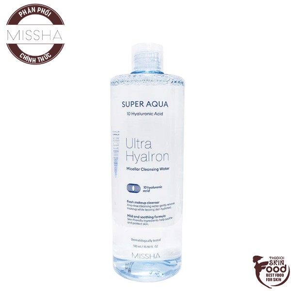 Nước Tẩy Trang Cấp Ẩm Chuyên Sâu Missha Super Aqua Ultra Hyalron Micellar Cleansing Water 500ml