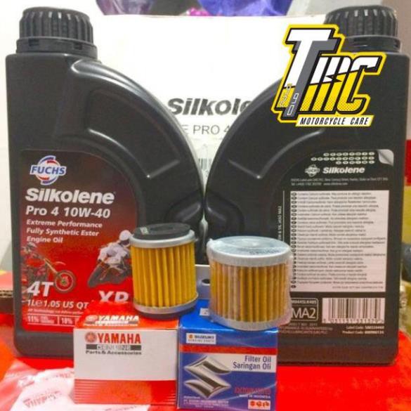 Combo Nhớt Fuchs Silkolene Pro 4 10W-40 XP + Lọc Nhớt Suzuki Yamaha