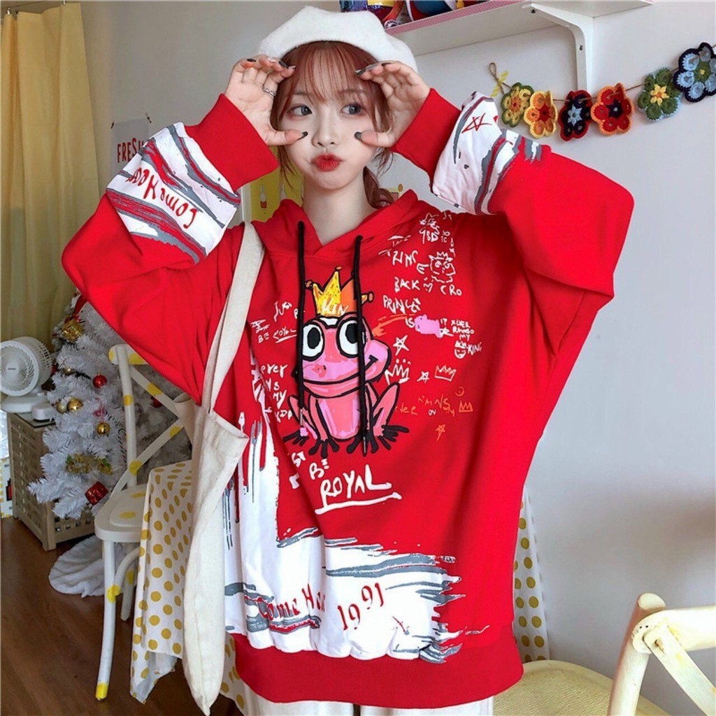 Áo khoác, áo hoodie unisex nam nữ nỉ ngoại form rộng hoàng tử ếch siêu dễ thươngl năng động thời trang học đường