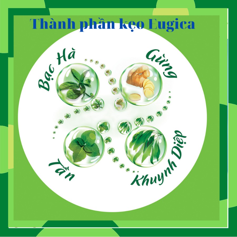 KẸO EUGICA CANDY [100 Viên] Làm Ấm, Thông Cổ, Giúp Ngăn Ngừa Và Làm Dịu Cơn Ho, Giảm Đau Rát Họng Và Khản Tiếng