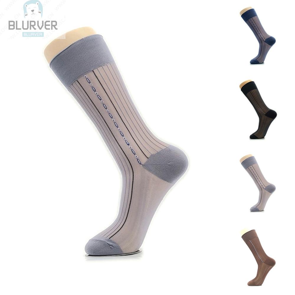 BLURVER~Men\'s Socks Formal Workwear Nylon Spandex See Through Silk Sheer Socks#blueriver