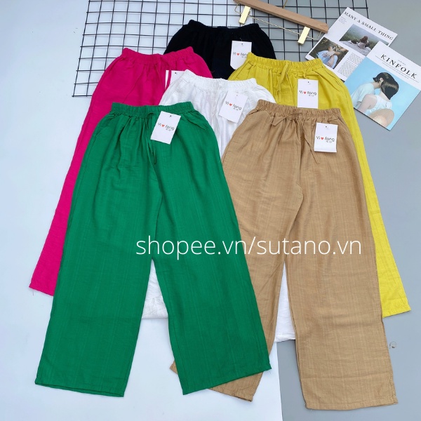 quần đũi nữ ống rộng chất lụa tơ đũi  cạp chun co giãn Q115 SUTANO