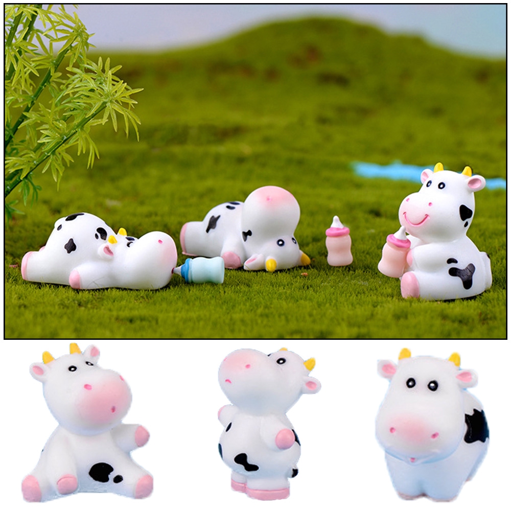 Mô hình bò sữa mini bằng resin dùng trang trí tiểu cảnh sân vườn