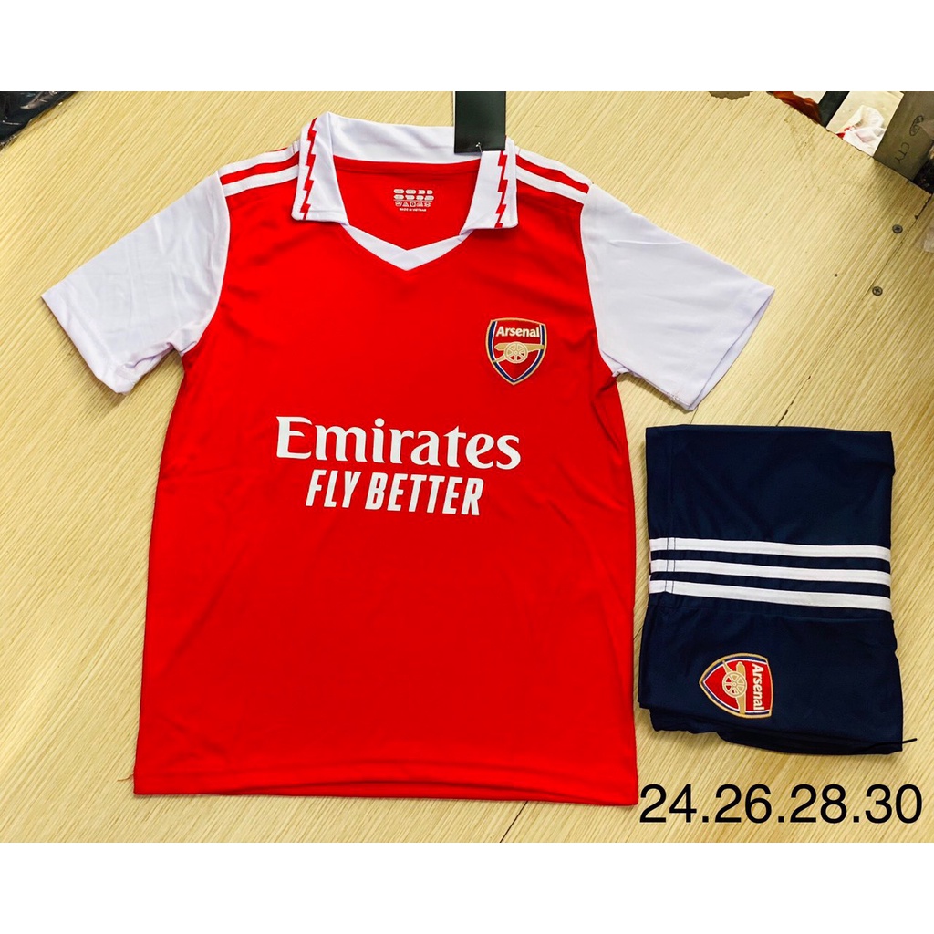 Quần Áo Bóng Đá Trẻ Em CLB Arsenal Mùa Mới Nhất Vải Thun Lạnh Cao Cấp