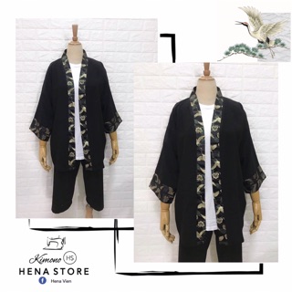 Áo Kimono Haori Viền Gấm Hạc