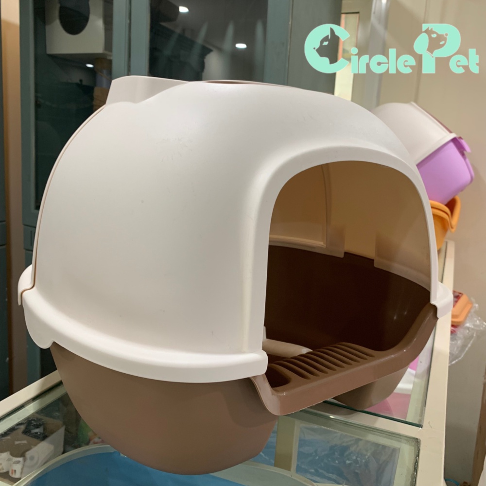 Nhà Vệ Sinh Cát Mèo JCB Màu Xanh Lá Cửa Mở 2 Chiều Chống Văng Cát Thông Minh Chất Liệu Cam Kết - Circle Pet