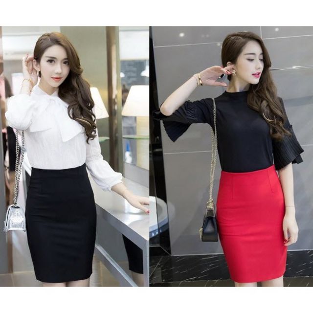Chân váy bút chì màu đỏ xẻ sau quyến rũ( sẵn size) - M5 | BigBuy360 - bigbuy360.vn