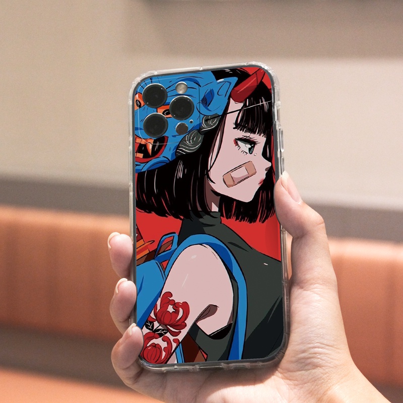 Ốp lưng iphone Ốp điện thoại SUNTAIHO TPU trong suốt viền vuông in hình cô gái cho IPhone 13 12 11 Pro Max X XS Max XR 8 7 6 6S Plus