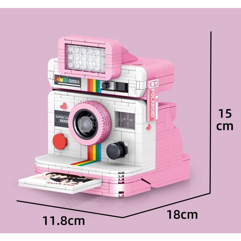 Đồ chơi lắp ráp tương thích với Lego máy ảnh chụp lấy ngay One Step 2 màu hồng xinh xinh - quà tặng bé gái