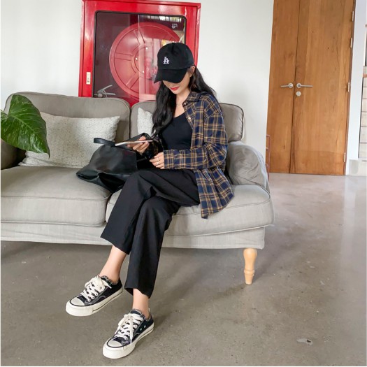 Quần vải suông ống rộng - Quần ống sớ nữ khuy cạp cao LE14 | BigBuy360 - bigbuy360.vn