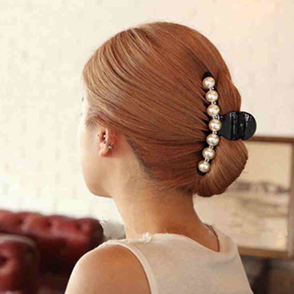 Kẹp tóc đính đá và ngọc trai giả sang trọng cho nữ