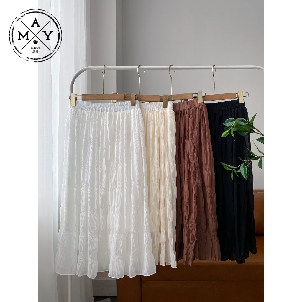 Chân Váy Midi Dài MAY.SINCE2011, Chân Váy Dài Kiểu Dáng Nhăn Cá Tính MAN02-0109 | BigBuy360 - bigbuy360.vn