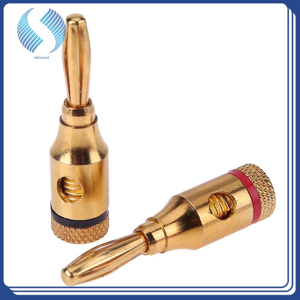 Whitelotous 2pcs Gold-Plated Plugs Musical Audio Speaker Cable Wire DIY Connectors