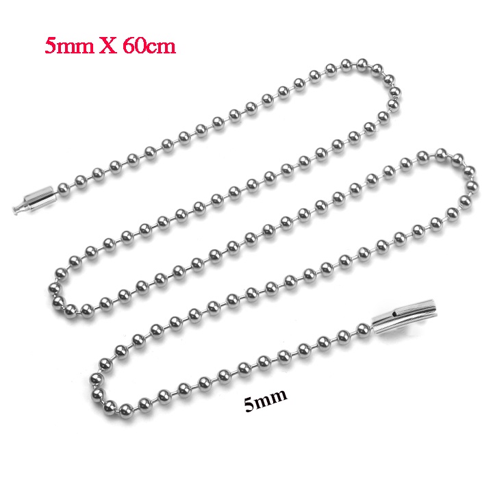 Dây chuyền kiểu bi 5mm khóa gài vip màu trắng sáng đẹp, không đen tạo nên đẳng cấp, phong độ cho người đeo