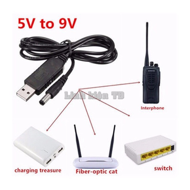 Cáp Usb chuyển nguồn DC 5V lên 5V 9V 12V