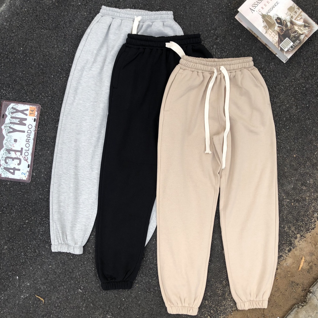 Quần jogger thun nỉ DATINO bo chun form rộng unisex chất thun nỉ bông chính phẩm thoáng mát, không xù