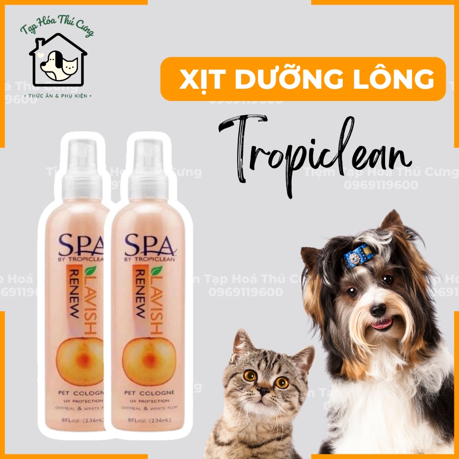 Nước hoa dưỡng lông siêu mượt Tropiclean cho chó mèo 20ml -xuất xứ Mỹ