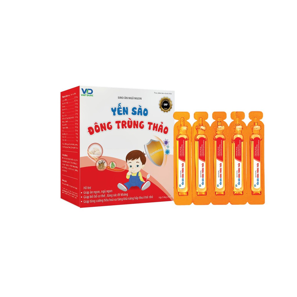 Siro ăn ngủ ngon Yến sào Đông trùng thảo - Dùng cho trẻ biếng ăn, hấp thu kém, suy dinh dưỡng, đề kháng yếu