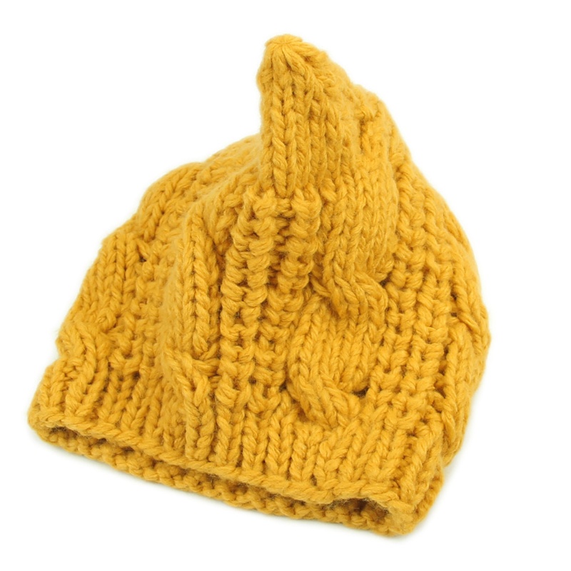 Mũ Len Dệt Kim Đính Tai Mèo Thời Trang Mùa Đông Cho Nữ