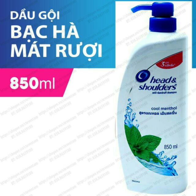 (NSX_2021)Dầu Gội Đầu Head &amp; Shoulder 850ml Bạc Hà/Da Dầu Ngứa