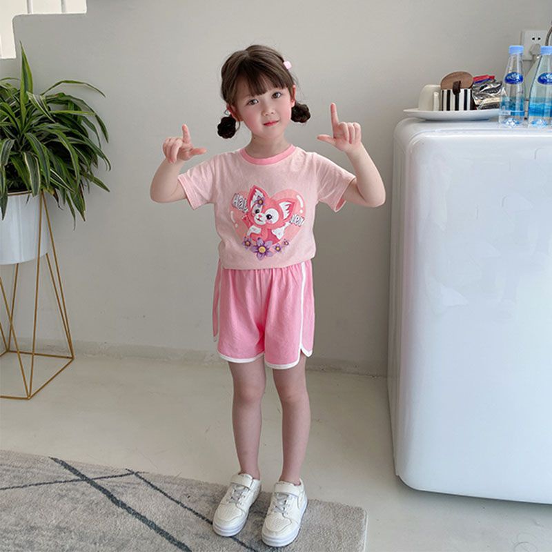 Bộ Đồ Ngủ Ngắn Tay In Hoạt Hình Động Vật Thời Trang Mùa Hè Cho Bé Gái Se7en